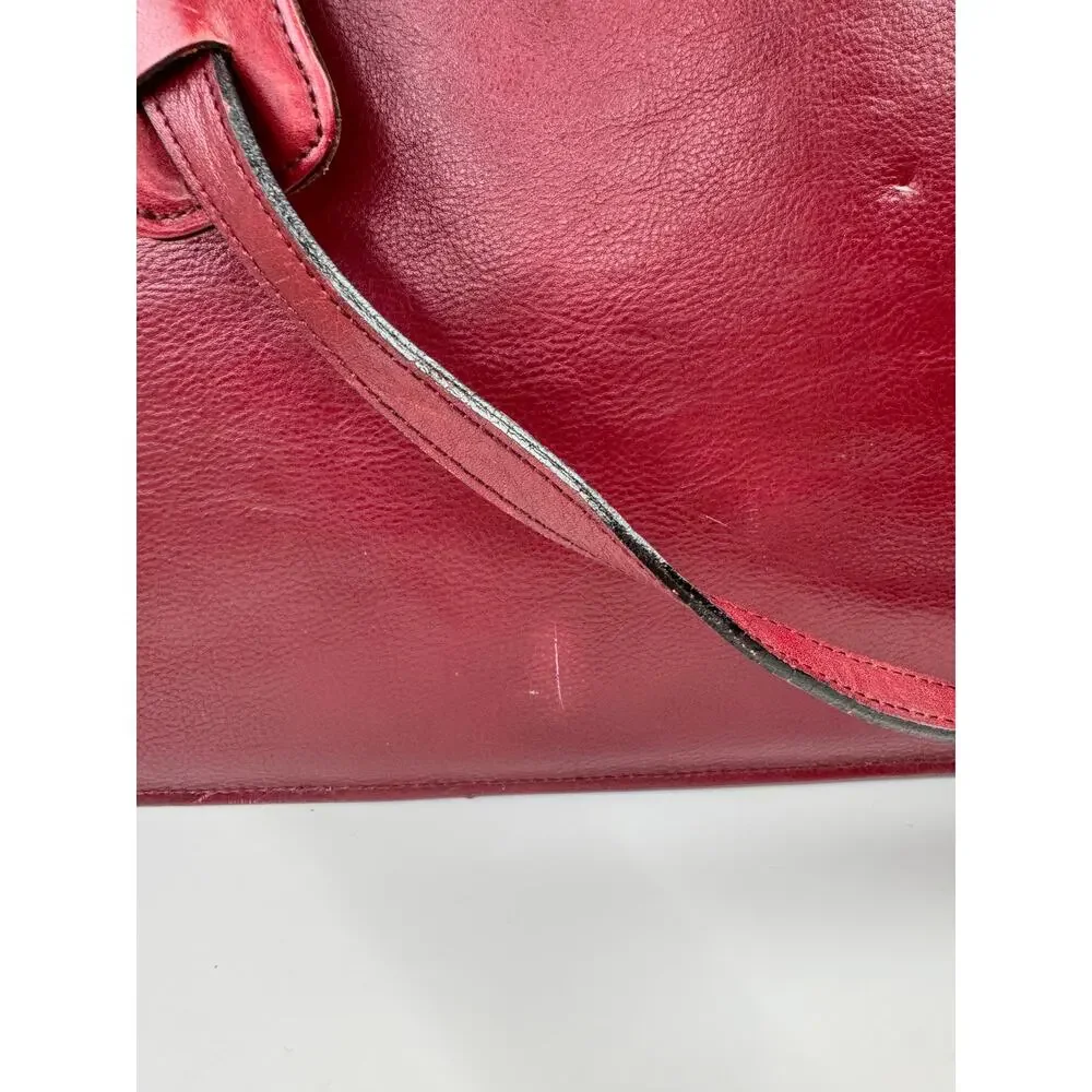 Vintage Scully Unisex Burgundy Red Leather Laptop Work Bag Briefcase Strap VTG